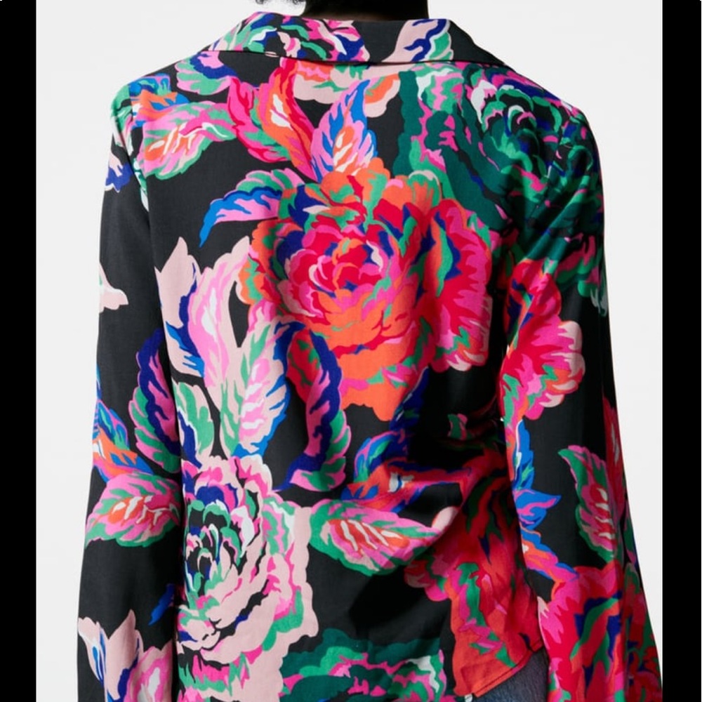 Zara flowy tropical floral  printed shirt - Picture 7 of 12